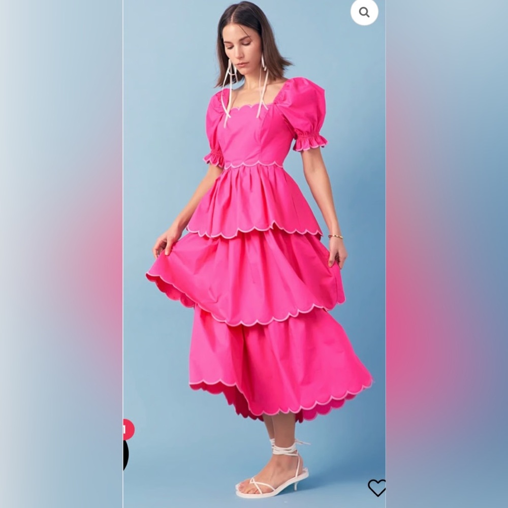 English Factory Vibrant Pink Tiered Maxi Dress